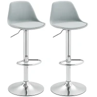 HOMCOM Set de 2 scaune de bar, Scaune de bar, Scaune rotative cu spătar, înălțime ajustabilă, capacitate de încărcare de până la 120 kg, 42 x 38 x 82-104 cm, Gri(m-1)