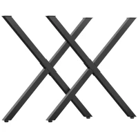 HOMCOM Lot de 2 picioare de masă în formă de cruce 70 x 72 cm design industrial pentru masă de cafea masă de noapte negru(m-1)