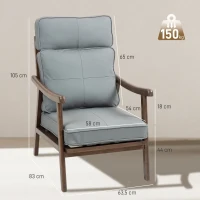 HOMCOM Scaun de Sufragerie Tapitat în PU cu Cadru din Lemn Perne Acolchiate Groase Gri și Lemn de Nucă(m-3)