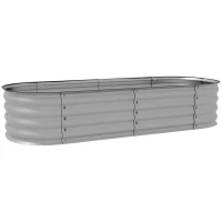 Outsunny pat modular de flori, pentru plante, cu margini protejate, design fără fund, 150x62x30 cm, argintiu(m-7)