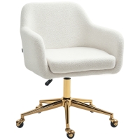 HOMCOM Scaun de birou fotoliu de birou cu role înălțime reglabilă șezut pivotant la 360° 60 x 61 x 79-88 cm crem
