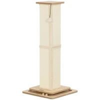 PawHut Pom de Teren 3-în-1 cu Buclă de Jucărie, Jucărie, Sisal, până la 10 kg, 39,5 x 39,5 x 87 cm, Stejar/Crem(m-6)