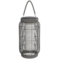 Outsunny Lampă solară de exterior, rășină imitată, LED, oțel, pornire/oprire automată, gri.(m-6)