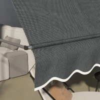 Outsunny Parasol Manual Retractabil 300x120x210-300 cm cu Manivela Inaltime Ajustabila Impermeabil si Anti-UV Gri Inchis(m-4)