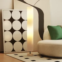 HOMCOM Lampadar de coloana din in pentru sufragerie cu comutator pe picior, 2 x soclu E27, 120 cm, bej(m-4)