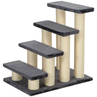 PawHut Hundetreppe 4 Scări 59 cm Înălțime Scara pentru pisici și câini Scările pentru câini Cale de acces pentru pat, canapea, fotoliu Gri(m-5)