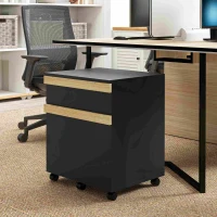 Vinsetto Caisson de birou cu roți și 2 sertare glisante trieur pentru dosare 48 x 40 x 59,5 cm negru(m-4)