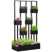 Outsunny Jardiniere inaltă cu grindă din lemn pentru plante, legume, flori sau ierburi aromatice, dim. 90L x 45L x 170H cm