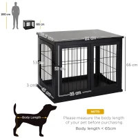 PawHut Cușcă pentru câine animale cușcă din MDF clasa E1 3 uși cu siguranță max. 30 Kg dim. 81L x 58l x 66Î cm negru(m-3)
