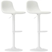 HOMCOM Set 2 Taburete Înalte Ajustabile 360° cu Spătar și Suport de Picior pentru Bucătărie Bar sau Sufragerie 40,5x44x84-104 cm Alb(m-6)