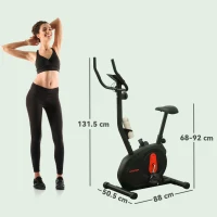 SPORTNOW Bicicleta Statica cu Rezistenta Magnetica Ajustabila Senzor Ecran LCD si Scaun Reglabil 88x50,5x131,5 cm Negru(m-3)
