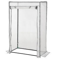 Outsunny Seră de grădină, seră de balcon, pânză renforțată PE, structură din oțel, ușă zippată rulabilă, 100 x 50 x 150 cm alb(m-7)