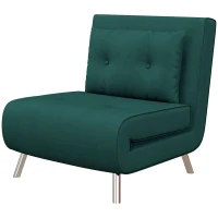 HOMCOM Fotoliu recliner cu funcție de pat, butoane decorative, aspect de pânză, 77 cm x 88 cm x 83 cm, Verde(m-5)
