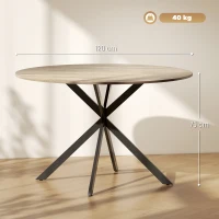 HOMCOM Masă de Dining Rotundă pentru 4 Persoane cu Structură de Oțel Ø120x75 cm Maro Închis(m-3)