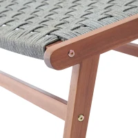 Outsunny Fotoliu de gradina cu suport pentru picioare - fotoliu de relaxare din lemn de acacia si rachita din polipropilena - natural, gri(m-5)