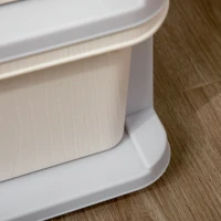 HOMCOM Cutii de depozitare pentru copii, 3 sertare mari, margini rotunjite, plastic, 37x37x56,5 cm, Crem(m-5)