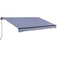 Outsunny Parasol de soare inclusiv Manivelă, rezistent la intemperii, 350 cm x 290 cm, Albastru Alb