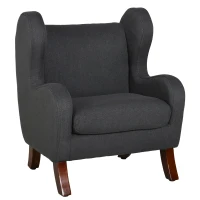 HOMCOM Fotoliu Copii Cu Urechi Confort Ridicat Brațe Căptușite Tapiterie In Lemn Masiv Hévéa Lacuit Gri(m-5)