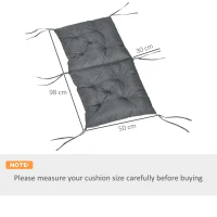 Outsunny Set de 2 perne de scaun de exterior, perne de grădină cu atașe, perne pentru terasă sau balcon, 98 x 50 x 8 cm, gri(m-3)