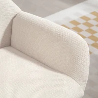 HOMCOM Sillón acolchado moderno de estilo orejero, respaldo alto, acolchado grueso, patas de acero, blanco crema(m-5)