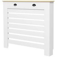 HOMCOM Copri Termosifoni in MDF con 2 Cassetti, 111x19x95,5 cm, Bianco(m-6)