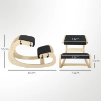 HOMCOM Siège assis genoux, siège ergonomique en bois avec fonction à bascule, chaise à genoux réglable pour bureau à domicile(m-3)