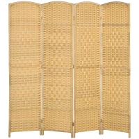 HOMCOM Paravan interior din lemn 4 panouri separator de cameră pliabil pentru sufragerie dormitor 180 x 180 cm lemn natural(m-5)