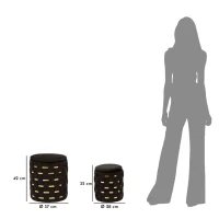 Mauro Ferretti Puf Cu Recipient De Depozitare Shanty Negru Set 2 Bucăți Cm Ø 37X42-28X33(m-10)