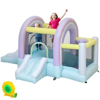 AIYAPLAY Hüpfburg, Piscină cu Bile, 2 Tobogane, Țesătură Oxford, Rezistent la UV, Blower, Colorat(m-6)