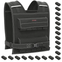 SPORTNOW Vestă grea reglabilă 20 kg, pentru bărbați și femei, cu bandă reflectorizantă, 50 x 40 cm, negru.(m-1)