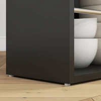 HOMCOM Mesa Alta de Bar Mesa de Cocina con 3 Estantes Marco de Madera Estilo Moderno 112x57x106 cm Negro y Natural(m-9)