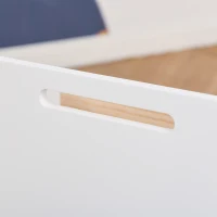 HOMCOM Cutie de Depozitare din Lemn pentru Jucării 2 Secțiuni cu Roți și Mâner Cărucior Copii Librărie cu Roți pentru Cameră Copii 40x43x43 cm Alb și Natural(m-4)
