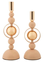 Mauro Ferretti Set Suport Lumanare Saturn Roz 2 Bucăți Cm Ø 10 X 27-10 X 31(m-1)