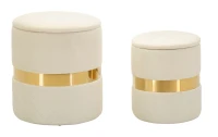 Mauro Ferretti Set De Puf Cu Recipient Sheffild Crem 2 Bucăți Cm Ø 37X42-28X33(m-1)