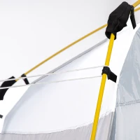 Outsunny Cort de camping, cort pop up în formă de dom pentru 4 persoane, cu 4 uși 4 ferestre geantă de transport inclusă pentru camping trekking alb gri(m-5)