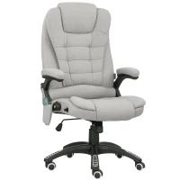 Vinsetto Cadeira de Escritório com Massagem e Aquecimento com Altura Ajustável Encosto Reclinável e Controle Remoto Cinza(m-1)