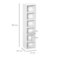 HOMCOM Conjunto de 2 Estantes Colunas Armário de Armazenamento CD-DVD 6+6 Compartimentos 21x19x88 cm Capacidade Máx. 160 CD Branco(m-3)