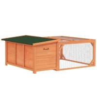 PawHut konijnenhok, konijnenhok, klein dierenhok met te openen asfaltdak, buiten, binnen, achtertuin, dennen oranje + groen, 125,5 x 100 x 49 cm(m-11)