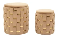 Mauro Ferretti Puf Cu Recipient De Depozitare Shanty Gold 2 Bucăți Cm Ø 37X42-28X33(m-1)
