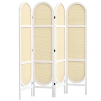 HOMCOM Paravent interior din lemn 4 panouri 170 x 160 cm pliabil și portabil, model țesut manual, alb(m-1)