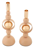 Mauro Ferretti Set Suport Lumanare Saturn Roz 2 Bucăți Cm Ø 10 X 27-10 X 31(m-2)