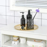 HOMCOM Dulap Auxiliar de Baie cu 2 Uși Raft Interior Ajustabil și Compartiment Deschis Mobilier de Baie pentru Sufragerie Bucătărie 60x30x80 cm Alb(m-4)