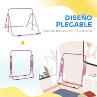 HOMCOM Barra de Gimnasia Artística Plegable Altura Ajustable Equipo de Gimnasia para Entrenamiento en Casa Rosa(m-6)