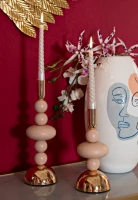 Mauro Ferretti Set Suport Lumanare Roz Galaxy 2 Bucăți Cm Ø 10 X 22-10 X 28(m-4)