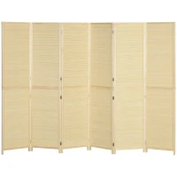 HOMCOM Biombo em Madeira de Bambu 6 Painéis 270x180 cm Separador de Ambientes Divisória de Separação Dobrável Natural(m-1)