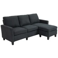 HOMCOM Set de canapele, cu șezlong reversibil, 197 x 139 x 91cm, gri închis(m-1)
