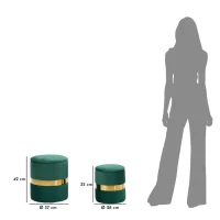 Mauro Ferretti Puf Cu Depozitare Sheffild Verde Set 2 Bucăți Cm Ø 37X42-28X33(m-9)