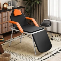 HOMCOM Masa Masaj Pliabilă Portabilă de 3 Zone cu Spătar Reglabil Suport pentru Cap Brațe Detașabile 182x82x68 cm Portocaliu(m-2)