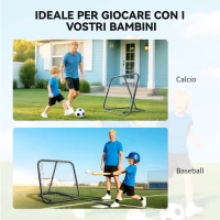 HOMCOM Rete di Rimbalzo da Calcio con Angolazione Regolabile in Metallo, 78x84x65-78 cm(m-7)
