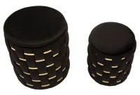 Mauro Ferretti Puf Cu Recipient De Depozitare Shanty Negru Set 2 Bucăți Cm Ø 37X42-28X33(m-2)